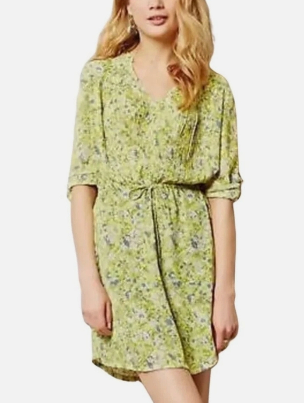 ANTHROPOLOGIE x MAEVE Floral Drawstring Waist Dress  with Pockets